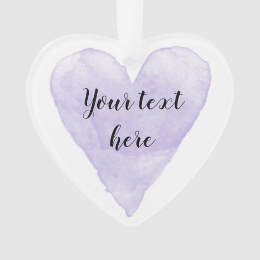 紫かわいらしの水色のハート絵画のクリスマス オーナメント (正面)