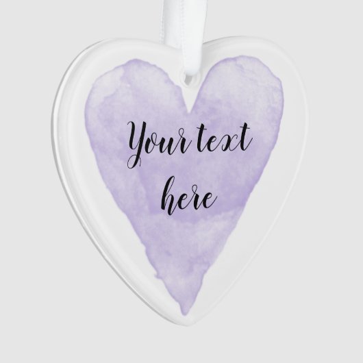 紫かわいらしの水色のハート絵画のクリスマス オーナメント (正面)