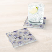 紫かわいらしの白い花 ガラスコースター (アングル)