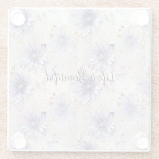 紫かわいらしの白い花 ガラスコースター (裏面)