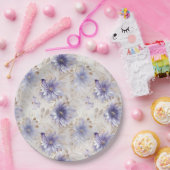 紫かわいらしの白い花 ペーパープレート (パーティー)