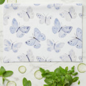 紫かわいらしの白い蝶 キッチンタオル (折り畳み)