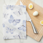 紫かわいらしの白い蝶 キッチンタオル (四つ折り)