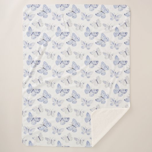 紫かわいらしの白い蝶 シェルパブランケット (正面)