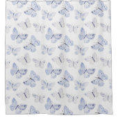 紫かわいらしの白い蝶 シャワーカーテン (正面)