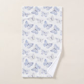 紫かわいらしの白い蝶 バスタオルセット (ハンドタオル)