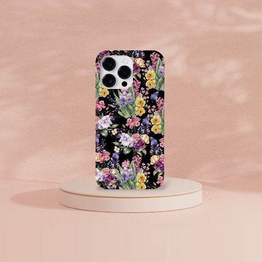 紫かわいらしの背景に国庭の花 Case-Mate iPhoneケース
