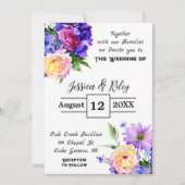 紫かわいらしの花のフローラ結婚のエレガント 招待状 (正面)