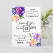 紫かわいらしの花のフローラ結婚のエレガント 招待状 (スタンド正面)