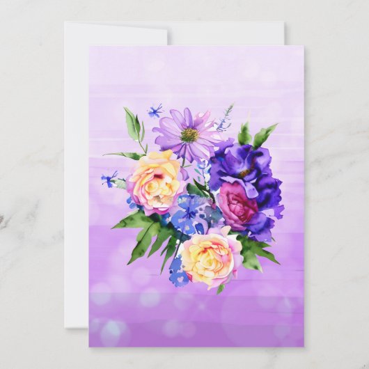 紫かわいらしの花のフローラ結婚のエレガント 招待状 (裏面)
