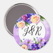 紫かわいらしの花のフローラ結婚のパーソナライズされた マグネット (正面/裏面)