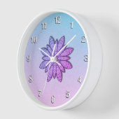 紫かわいらしの花の白い数 壁時計 (傾斜)