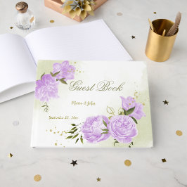 紫かわいらしの花の緑葉の植物 ゲストブック