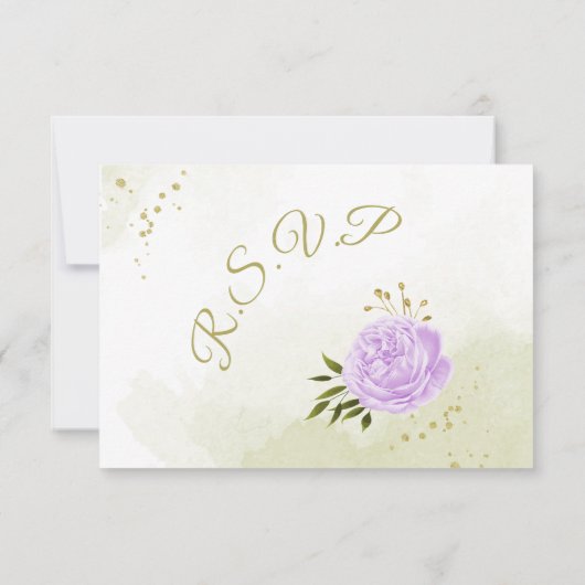 紫かわいらしの花の緑葉の植物 出欠カード (裏面)