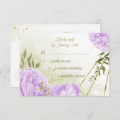 紫かわいらしの花の緑葉の植物 出欠カード (正面/裏面)