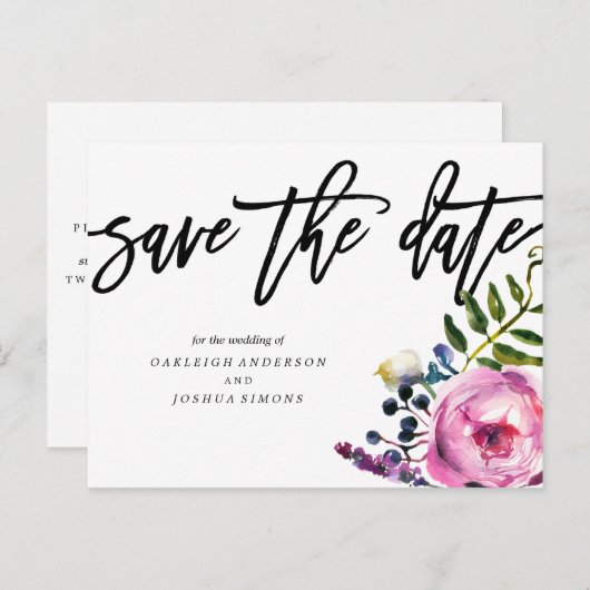 紫かわいらしの花はがきを保存 案内ポストカード (正面/裏面)