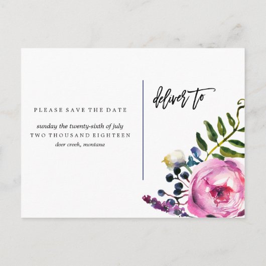 紫かわいらしの花はがきを保存 案内ポストカード (裏面)