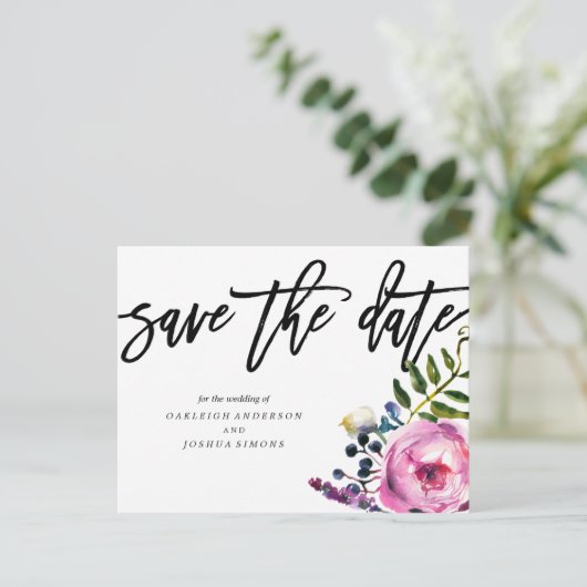 紫かわいらしの花はがきを保存 案内ポストカード (スタンド正面)