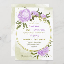 紫かわいらしの花は幾何結婚的に 招待状