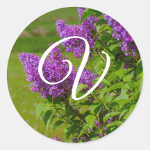 紫かわいらしの花モノグラム封筒用シール