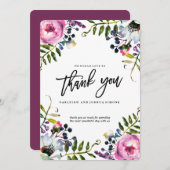 紫かわいらしの花結婚のサンキューカード サンキューカード (正面/裏面)