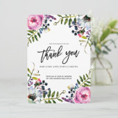 紫かわいらしの花結婚のサンキューカード サンキューカード (スタンド正面)