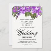 紫かわいらしの花結婚の 招待状 (正面)