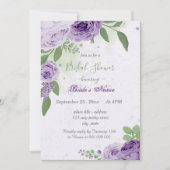 紫かわいらしの花葉ブライダルシャワー 招待状 (正面)