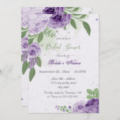 紫かわいらしの花葉ブライダルシャワー 招待状 (正面/裏面)