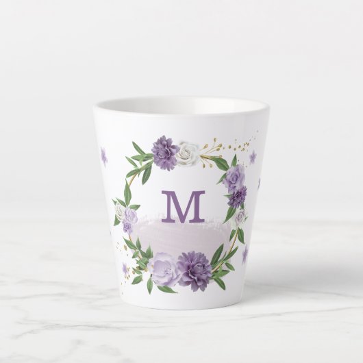 紫かわいらしの花 カフェラテマグ (正面)