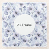 紫かわいらしの花 ガラスコースター (正面)