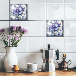 紫かわいらしの花 タイル