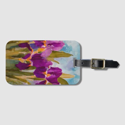 紫かわいらしの虹彩、アー素晴らしトフローラ ラゲッジタグ (正面横)