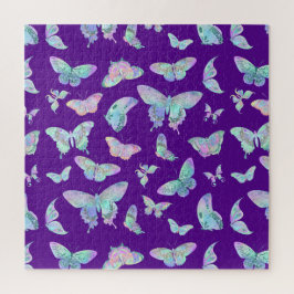 紫かわいらしの虹色の蝶 ジグソーパズル