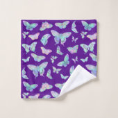 紫かわいらしの虹色の蝶 バスタオルセット (ウォッシュタオル)
