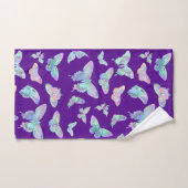 紫かわいらしの虹色の蝶 バスタオルセット (ハンドタオル)