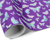 紫かわいらしの虹色の蝶 ラッピングペーパー (ロールコーナー)