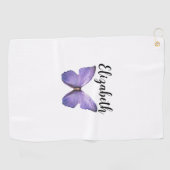 紫かわいらしの蝶と名前をカスタムする ゴルフタオル (横)