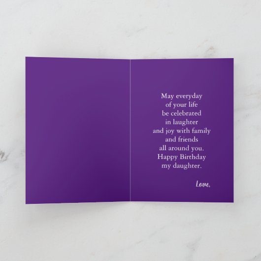 紫かわいらしの誕生日がゾウを願う カード (内部)