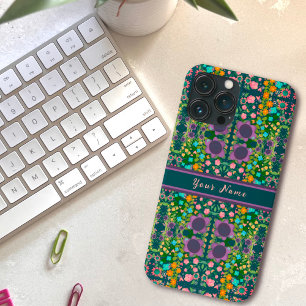 紫かわいらしぼほ花名前をカスタムする模様 iPhone 13 PRO MAXケース