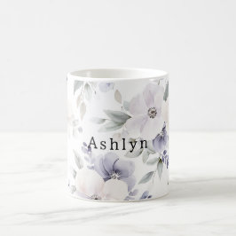 紫かわいらしアイボリーラベンダーの花 コーヒーマグカップ