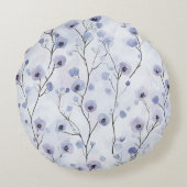 紫かわいらしアイボリーラベンダーの花 ラウンドクッション (裏面)