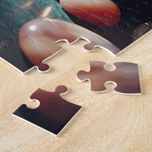 紫かわいらしアメジストの宝石と結晶 ジグソーパズル (側面)