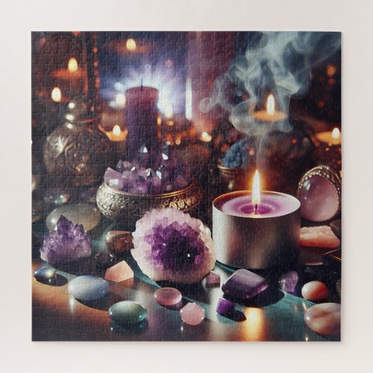 紫かわいらしアメジストの宝石と結晶 ジグソーパズル (縦)