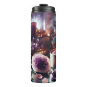 紫かわいらしアメジストの宝石と結晶 タンブラー (正面)