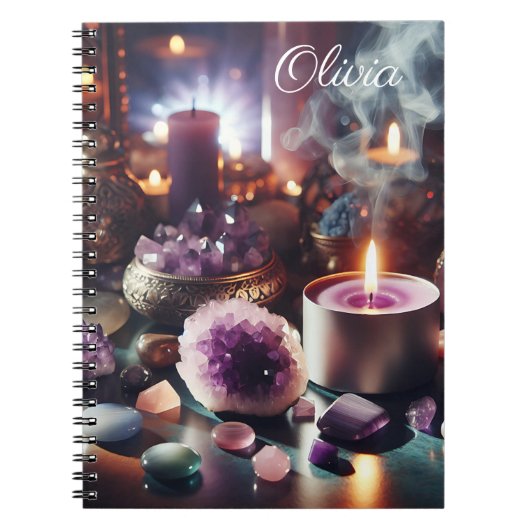 紫かわいらしアメジストの宝石と結晶 ノートブック (正面)