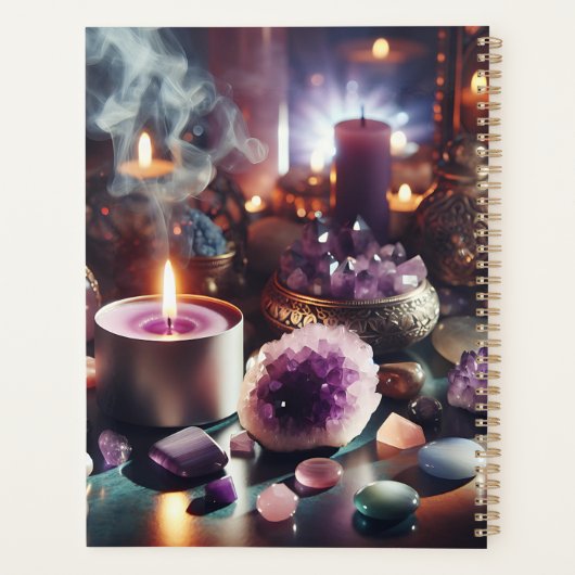 紫かわいらしアメジストの宝石と結晶 プランナー手帳 (裏面)