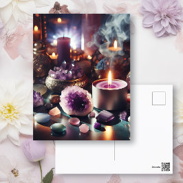 紫かわいらしアメジストの宝石と結晶 ポストカード