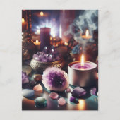 紫かわいらしアメジストの宝石と結晶 ポストカード (正面)