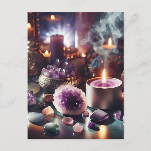 紫かわいらしアメジストの宝石と結晶 ポストカード (正面)